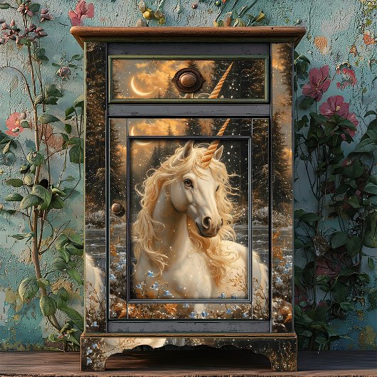 Snowy White Unicorn Winter Fantasy Woodland Fairy Seidenpapier