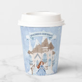 Snowy Winter African American Princess Birthday Pappbecher (Rückseite)