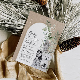 Snowy Winter Animals Boho Arch Baby Dusche Einladung