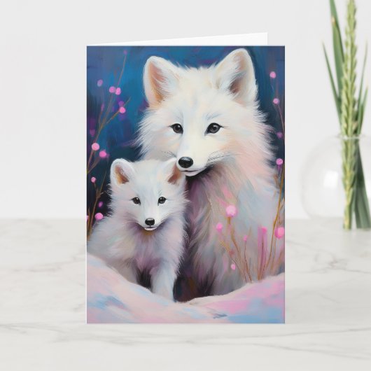 Snowy Winter Arctic Fox Modern Art Karte (Vorderseite)