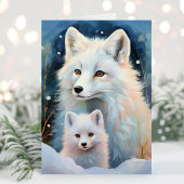 Snowy Winter Arctic Fox Modern Art Karte