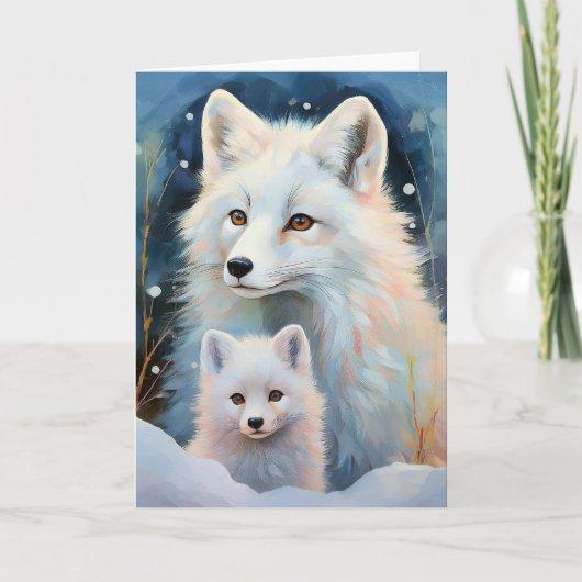 Snowy Winter Arctic Fox Modern Art Karte (Vorderseite)