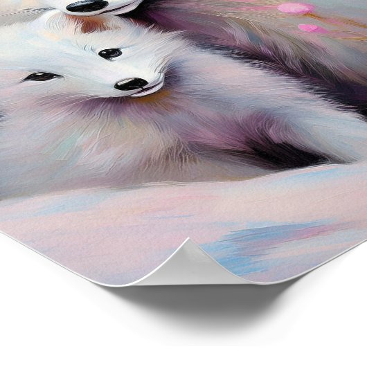 Snowy Winter Arctic Fox Modern Art Poster (Ecke)