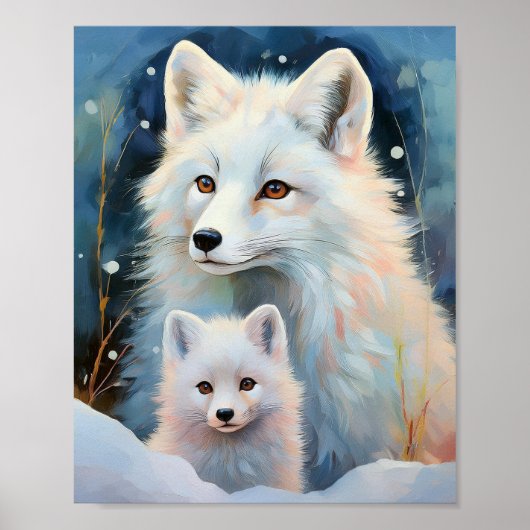 Snowy Winter Arctic Fox Modern Art Poster (Vorne)