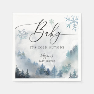 Snowy Winter Baby Dusche Blaue Schneeflocken Serviette