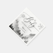 Snowy Winter Baby Dusche Graue Schneeflocken Serviette (Ecke)