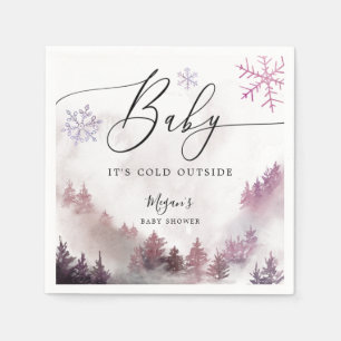 Snowy Winter Baby Dusche Rosa Schneeflocken Serviette