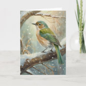 Snowy Winter Bird Modern Art Karte (Vorderseite)