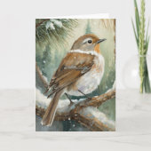 Snowy Winter Bird Modern Art Karte (Vorderseite)