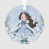 Snowy Winter Black Hair Princess Ornament (Rückseite)