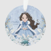 Snowy Winter Black Hair Princess Ornament (Vorderseite)