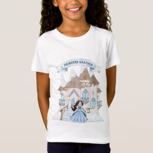 Snowy Winter Black Haired Princess Burg Geburtstag T-Shirt