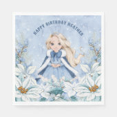 Snowy Winter Blonde Princess Birthday Serviette (Vorderseite)