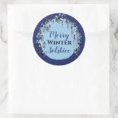 Snowy Winter Blue Forest Merry Solstice Urlaub Runder Aufkleber (Tasche)