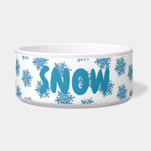 Snowy Winter Blue Snowflake Snow Dog Personalisier Napf