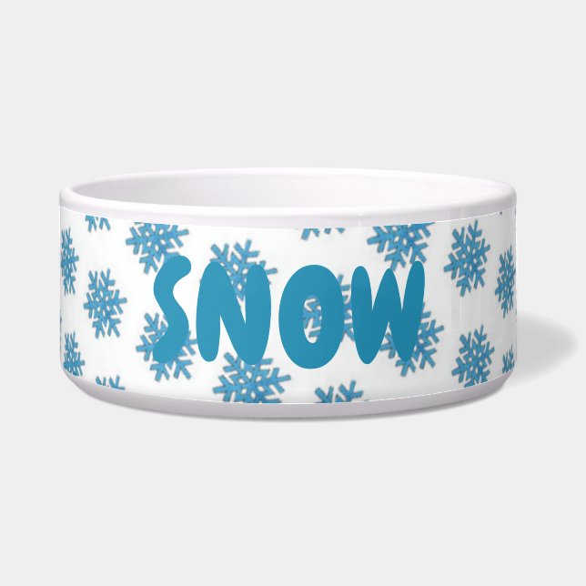Snowy Winter Blue Snowflake Snow Dog Personalisier Napf (Vorderseite)