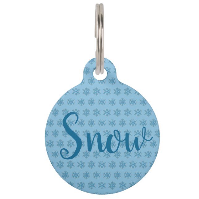 Snowy Winter Blue Snowflake Snow Flake Blizzard Haustiermarke (Vorderseite)