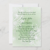 Snowy-Winter blühen grüne Hochzeits-Einladung Einladung (Rückseite)