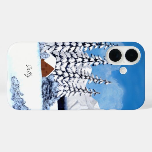 Snowy Winter Bright Apple iPhone Case (Rückseite (Horizontal))