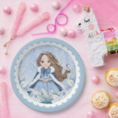 Snowy Winter Brünett Princess Geburtstag Pappteller (Party)