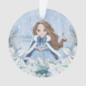Snowy Winter Brünett Princess Ornament (Vorderseite)