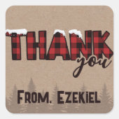 Snowy Winter Buffalo Kariert Geburtstag Danke Quadratischer Aufkleber (Vorderseite)