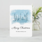 Snowy Winter Christmas Round Feiertagskarte (Stehend Vorderseite)