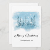 Snowy Winter Christmas Round Feiertagskarte (Vorne/Hinten)