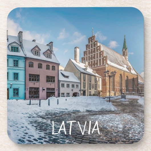 Snowy winter city centre in Riga, Lettland Getränkeuntersetzer (Vorderseite)
