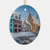 Snowy winter city centre in Riga, Lettland Keramik Ornament (Rechts)