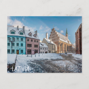 Snowy winter city centre in Riga, Lettland Postkarte