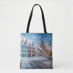 Snowy winter city centre in Riga, Lettland Tasche