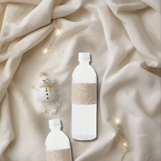 Snowy Winter Coquette Taupe es ist kalt Wasserflaschenetikett