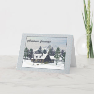 Snowy Winter Cottage Christmas Card Feiertagskarte