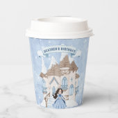 Snowy Winter Dark Haaresess Geburtstag Pappbecher (Rückseite)