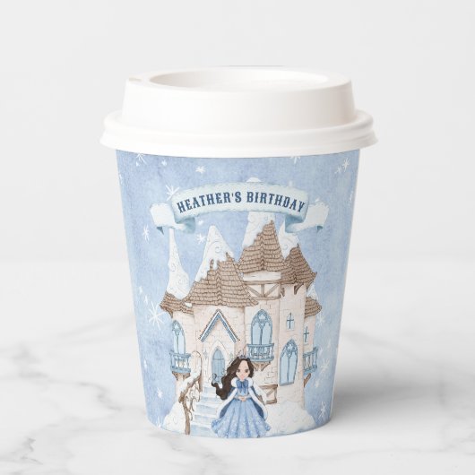 Snowy Winter Dark Haaresess Geburtstag Pappbecher (Rückseite)