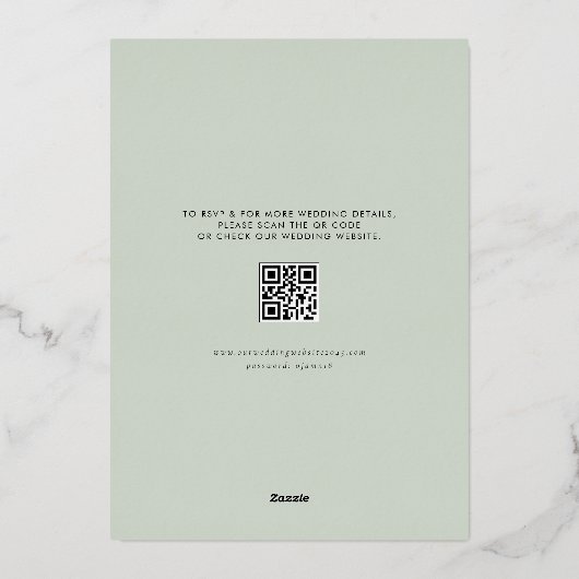 Snowy Winter Evergreen Forest QR Code Hochzeit Folieneinladung (Rückseite)
