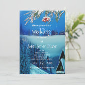 Snowy Winter Fantasy Einladung (Stehend Vorderseite)