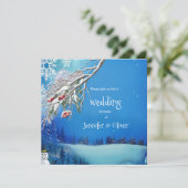 Snowy Winter Fantasy Wedite Einladung (Stehend Vorderseite)