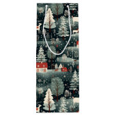 Snowy Winter Farmhouse Geschenktüte Für Weinflaschen (Rückseite)