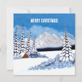 Snowy Winter Flat Holiday Card Feiertagskarte