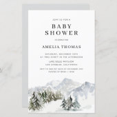 Snowy Winter Forest Baby Shower Einladung (Vorne/Hinten)