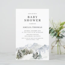 Snowy Winter Forest Baby Shower Einladung
