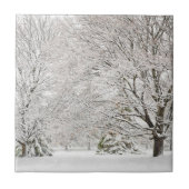Snowy Winter Forest Fliese (Vorderseite)