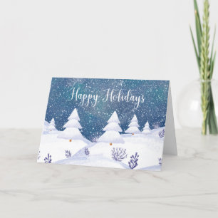 Snowy Winter Forest Happy Holiday Card Feiertagskarte