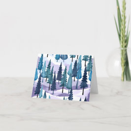 Snowy Winter Forest | Lila Weihnachtsfarbe Feiertagskarte
