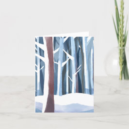 Snowy Winter Forest | Moderne, einfache Wasserfarb Feiertagskarte