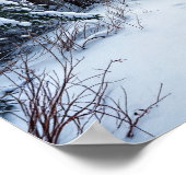 Snowy Winter Forest Path With Footprints Hiking Poster (Ecke)