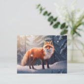 Snowy Winter Fox Postcard Postkarte (Stehend Vorderseite)