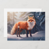 Snowy Winter Fox Postcard Postkarte (Vorne/Hinten)